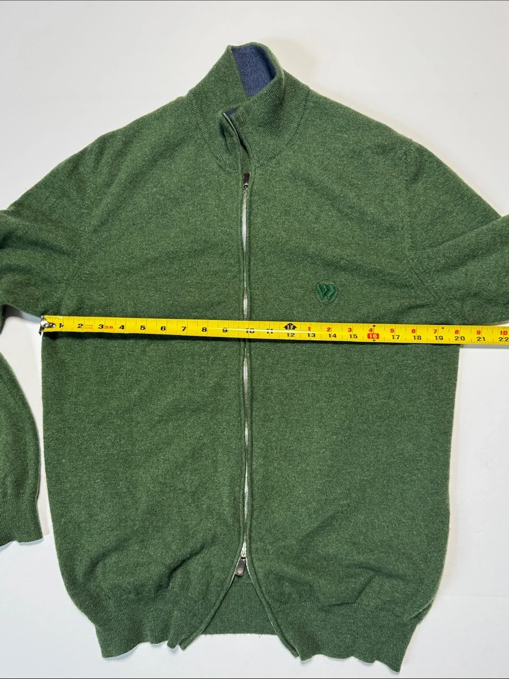 ROLEX Wimbledon VTG Forest Green Full Dual-Zip Cashmere Sweater Made in Italy XL - Picture 9 of 16